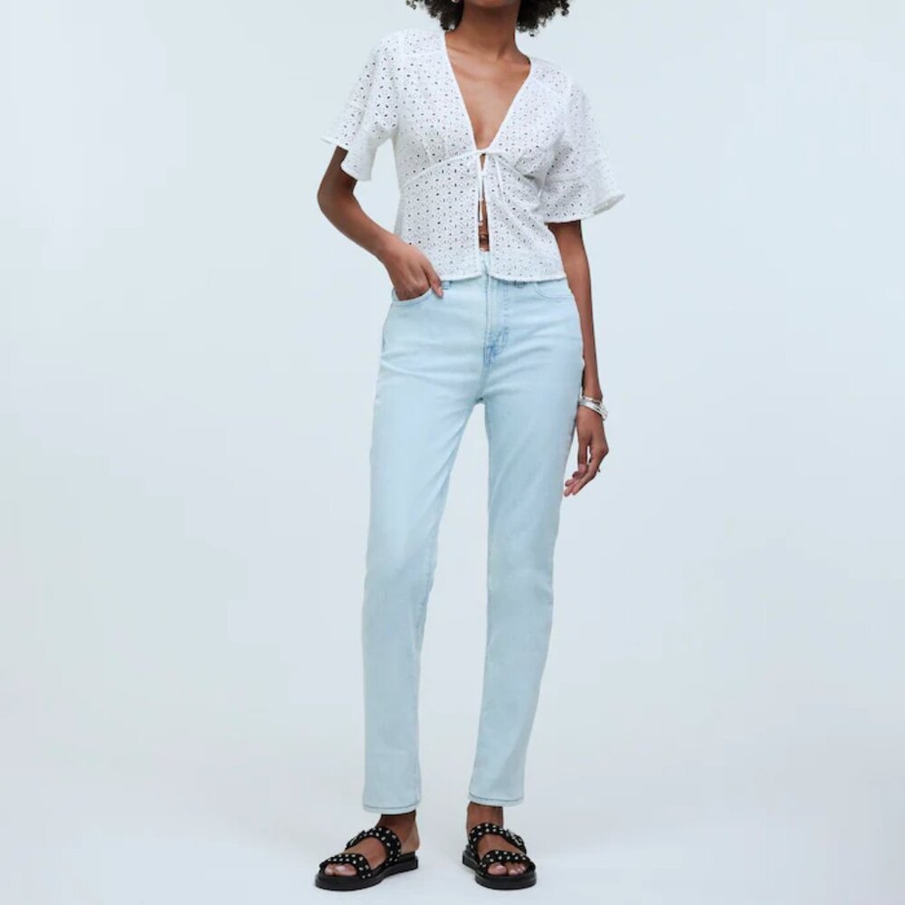 Madewell High-Rise Straight Jeans in Light Wash Blue